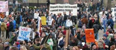 Another view of the massive demonstration against the “visit” of war criminal George Bush