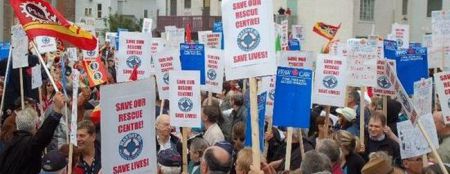 Massive protest against closure of Marine Rescue Coordination Centre, St. John’s, NFLD, June 26, 2011