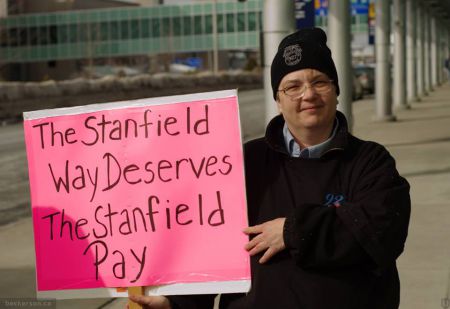 Halifax Airport cleaners, members of Teamsters Canada believe that they deserve a living wage and full benefits. We talk to two of these workers. Photo Trevor Beckerson, Facebook 