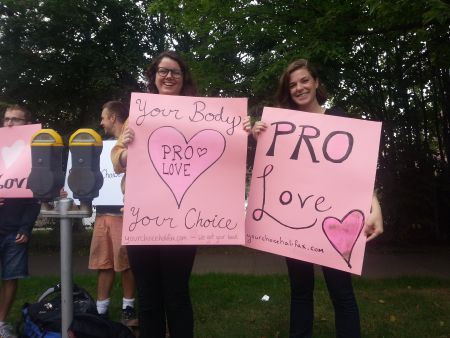 The rally was organized in response to a group of anti-abortion protestors who came through Halifax earlier this week.