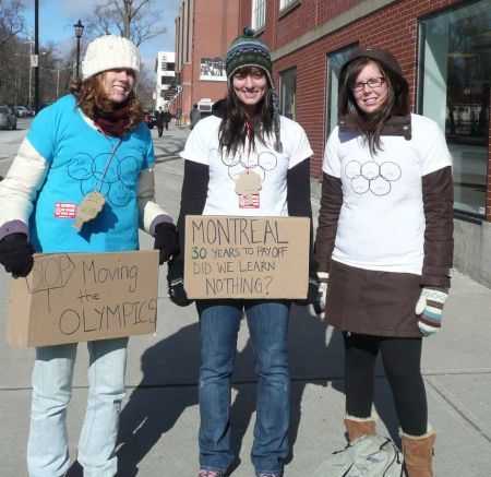 The students were inspired to take action after seeing the film "Five Ring Circus" about the impacts of the Olympics.  photo: Hillary Lindsay