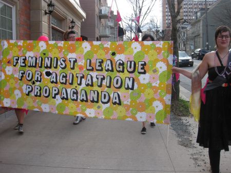 FLAPers marching to the Westin, Saturday evening.