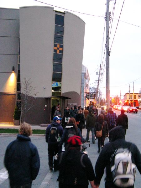 The 'Walk and Talk' traverses Agricola St.  Photo: Felix Kannemann