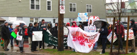 International students outside Board of Governors’ meeting