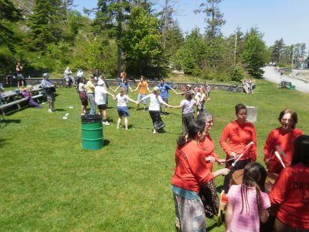 Aboriginal drummers perform at an event in Pt. Pleasant Park yesterday to draw attention to concerns with polluted water in Boat Harbour.