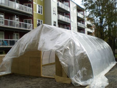 A greenhouse is in the process of being built so herbs for the salad dressing can be grown all winter long. Photo: Charlene Davis