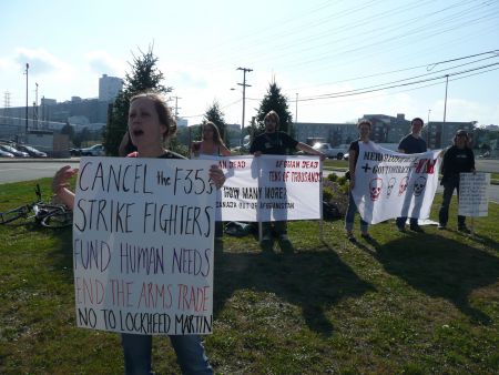 Anti-war activist Tamara Lorincz says spending $16 billion on fighter jets is a crime.  Photo: Hillary Lindsay