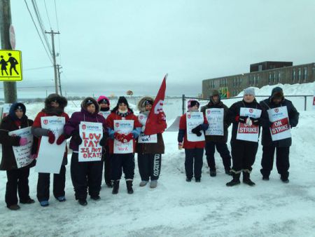 Staff of Town Daycare in Glace Bay, members of Unifor Local 4600, are walking the picket line. Their employer offered zero increase over three years, and that was not acceptable. Photo Twitter