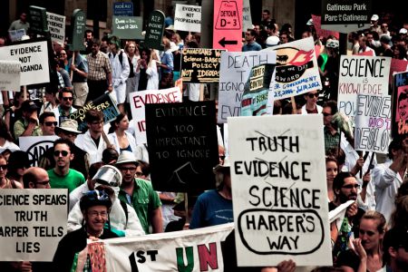 Last July's Death of Evidence rally at Parliament Hill in Ottawa.  On Monday September 16 there will be a nation-wide follow-up on this protest against the Harper government's cutbacks in science and its efforts to muzzle scientists. Scientists and politicians will speak at the Dalhousie Student Union Building at 1 pm.  Photo by Richard Webster 