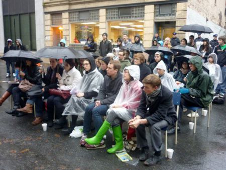 Students in Halifax attending a 'Teach-Out' organized by students as part of the Reduce Fees-Drop Debt Campaign. The average Nova Scotia post-secondary student graduates with a debt of $31,000. Photo: Rebecca Rose