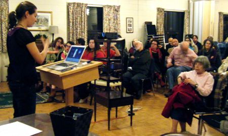 Visiting author and journalist Pamela Olson called for intensified pressure on Israel during her stay in Halifax. Photo by Judy Haiven