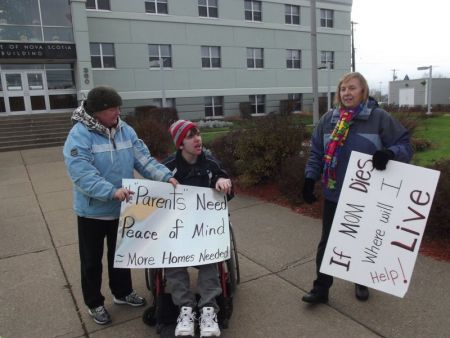 Rally outside Provincial Building, Sydney, NS [Photo: Jocelyn Ogden]