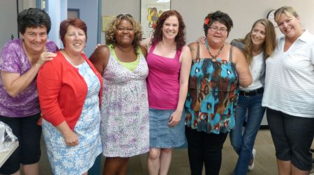 Workers and supporters of the Elizabeth Fry Society of Mainland Nova Scotia after a collective agreement was reached with their employer. (photo: NSGEU)