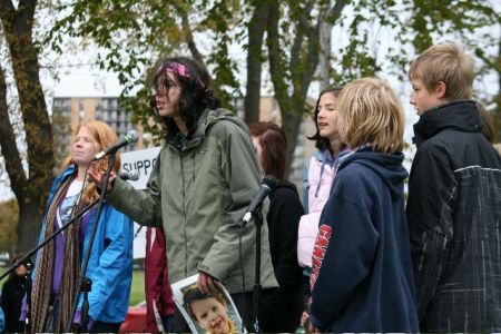 A powerful youth demonstration was led by the youth action group HEAT! (Helping the Earth by Acting Together).  photo: Jen McRuer