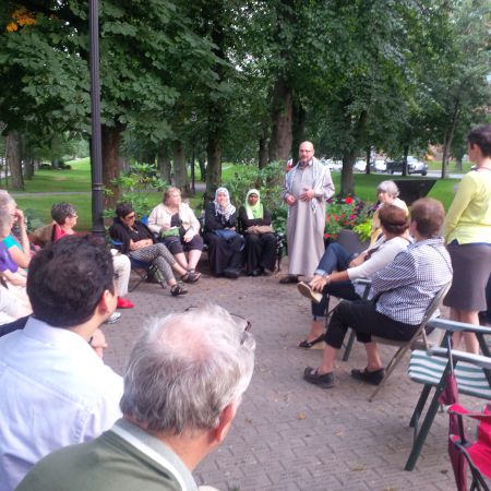 Muslims, Jews, Christians and others wait to break the fast, Victoria Park Halifax