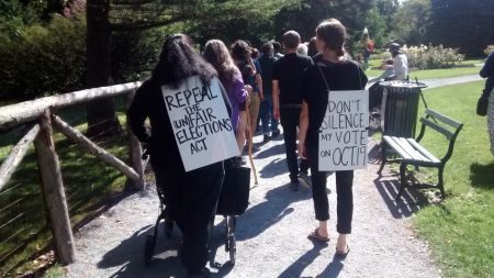 The act creates hurdles that make it more difficult to vote for students and people living in poverty. Photo Moira Donovan