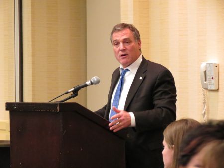 Cole Harbour - Dartmouth MP Robert Chisholm addresses the crowd.