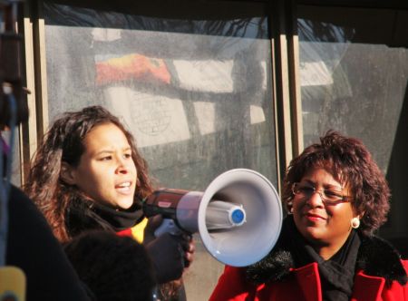 El Jones and Rev. Rhonda Britton at Rally Photo: Miles Howe