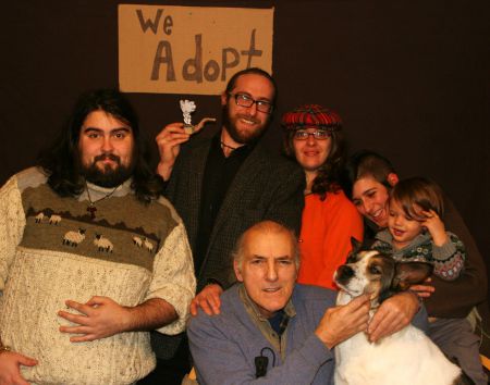 Back Row, From Left to Right: Robbie White, Stuart Caldwell, Leanna Fournier, Gnat Narvey, Atilla Narvey. Front Row: Billy Lewis, Dog. Photo: Miles Howe