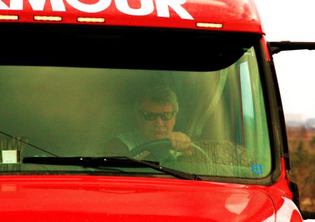 "Herman from New Brunswick" is currently the only trucker crossing CEP Local 1520 picket line (Photo: Miles Howe)