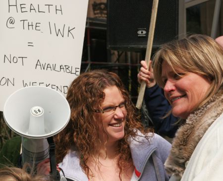 Kelly Murphy at IWK Youth Workers Picket. [Photo: Miles Howe]