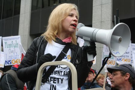 Capital health is bringing in so-called travel nurses from other provinces to deal with staffing shortages.  Last years brief nurses strike for mandated nurse-to-patients ratios was quickly legislated back to work. Photo Robert Devet  