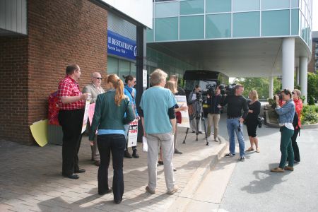 The information picket outside of the office of the College of Physicians and Surgeons on Bayers Road. Photo Robert Devet