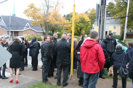 The mood was grim earlier this month when newsroom reporters and their supporters briefly gathered outside the Herald building on Dutch Village Road to protest an announced layoff of newsroom staff. Photo Robert Devet