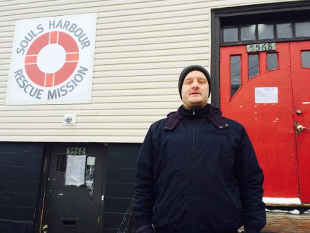 The author visiting the Soul's Harbour Kitchen in North End Halifax while doing research for this article. photo: Ken Porter