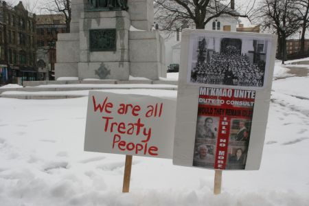 Idle No More organizers turned back at key All Chiefs Meetings in Dartmouth [Photo: Miles Howe]