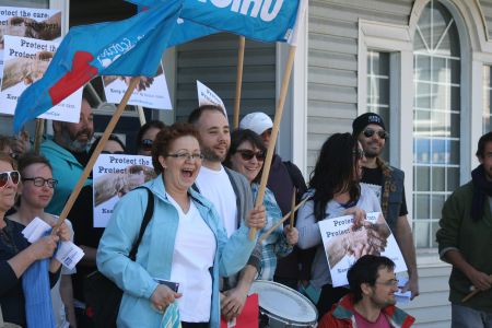 Joachim Stroink's constituency office on Quinpool Road, location of one of the nine rallies province-wide against plans to introduce competitive bidding and for-profit enterprises into home care. Photo Robert Devet 