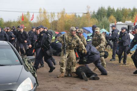 War Chief Seven Bernard was unarmed, outmanned and off the path of SWN's injunction. Was any of this necessary? [Photo: Miles Howe]