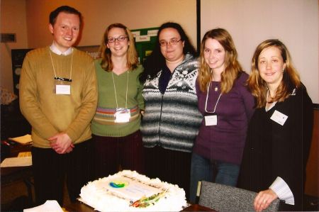 NSEN's 15th anniversary in 2007 also marked its inaugural Eco-Hero awards ceremony. Five Eco-Heroes were created to recognize individuals and groups who contribute to environmentalism in Nova Scotia. Photographed here, left to right: Alex MacDonald (Nature Nova Scotia), Janelle Frail (Canadian Parks and Wilderness Society), Emma Boardman (Ecology Action Centre), Emily MacMillan (Sierra Club Atlantic), Tamara Lorincz (Executive Director, NSEN).