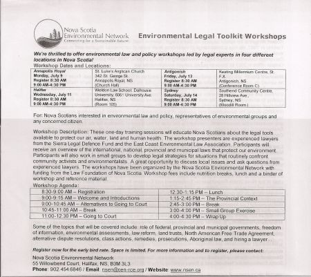 NSEN's Legal Toolkit. NSEN provides training opportunities for the environmental sector in media, fundraising, facilitating and law, at a fraction of the cost of industry services. East Coast Environmental Law was created from this Legal Toolkit.
