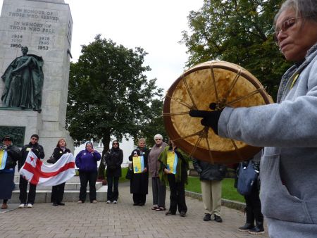 Maurina Beadle (foreground) at a rally in May 2011, raising awareness of the importance of Jordan's Principle. photo: Moira Peters