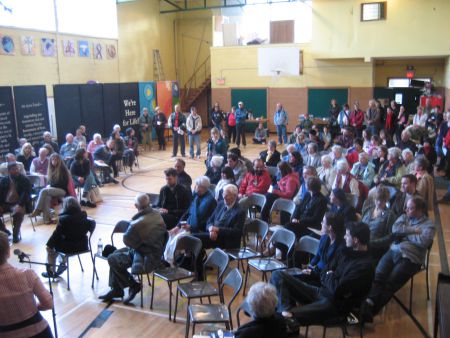 The crowd at the opening for Out-of-the-Cold Shelter in Halifax.  Poverty advocates describe the shelter as both a celebration and a tragedy. photo: Capp Larsen