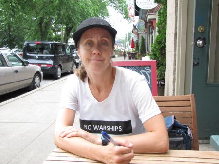 Tamara Lorincz protests the Irving Shipbuilding Contract every Wednesday.  (Photo: Jon Grant)