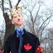 Prime Minister Stephen Harper makes an appearance...in effigy