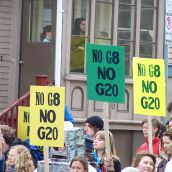 A couple of Halifax residents watch the march go by.