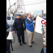 G8 morning picket - Union leader arrested