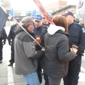 G8 morning picket - Union leader arrested