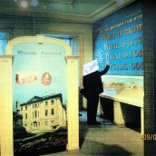 Province House: An unidentified person, likely an engineer or an insurance adjuster, inspects a crack in the Joe Howe room. (Photo: Courtesy of the province)