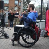 Scott Jones addresses the crowd. Photo Stephanie Taylor