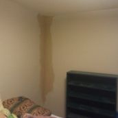 Water damage in Lisa Fairn's bedroom. She worries about mould. Photo Robert Devet