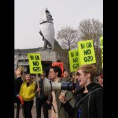 G8 morning picket - Union leader arrested