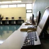 Though one janitor says the school lacks up-to-date technology, these flat-screen monitors and computers are the same models used at Citadel High School.