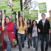 Protesters move towards alternate entrance of Province House 