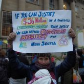 About 200 people from across the province rallied in Halifax this afternoon, demanding access to midwifery services. The province’s current legislation limits the number of midwives that can legally practice in N.S, and confines midwives to three ‘model sites’ chosen by the province.