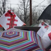 umbrellas and hockey sticks