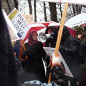 young women led the chanting